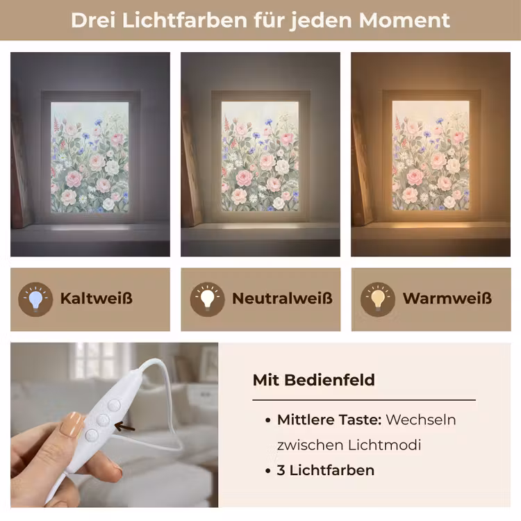 Bloemen - Tuin - Natuur - Kleurrijk Light Box met kabel (Tafellamp) klein -USP_lichtkleurDE