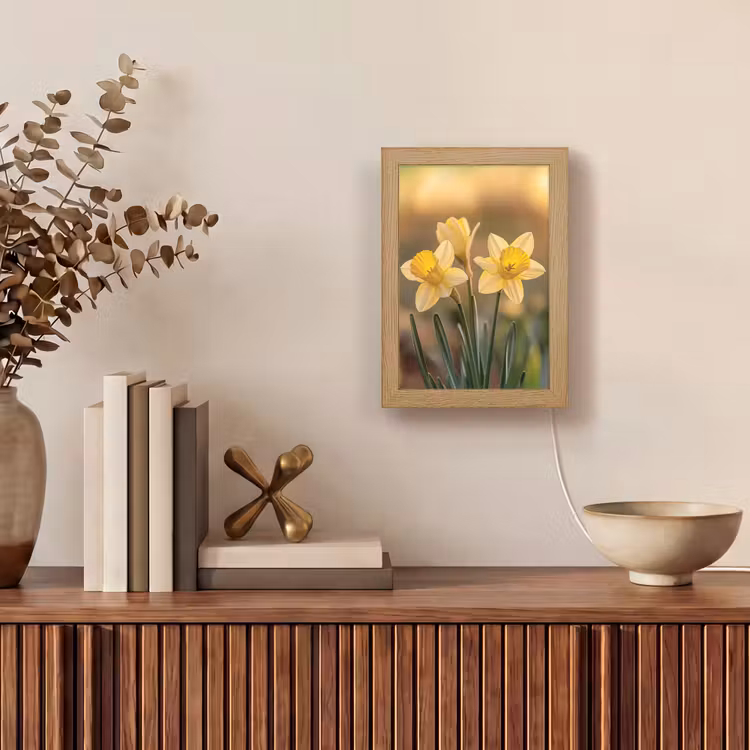 Bloemen - Geel - Wazig Light Box met kabel (Tafellamp) klein -sfeer2