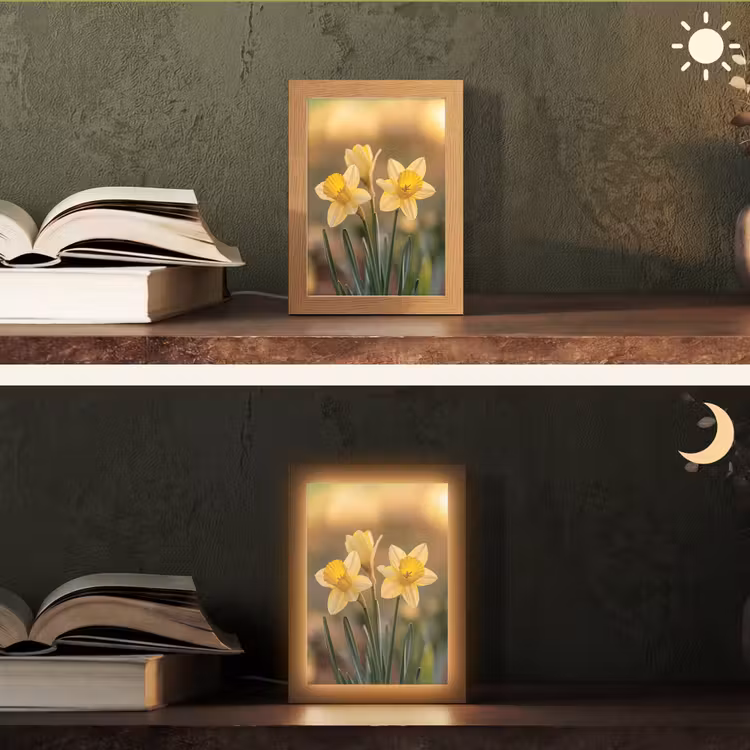 Bloemen - Geel - Wazig Light Box met kabel (Tafellamp) klein -sfeer3