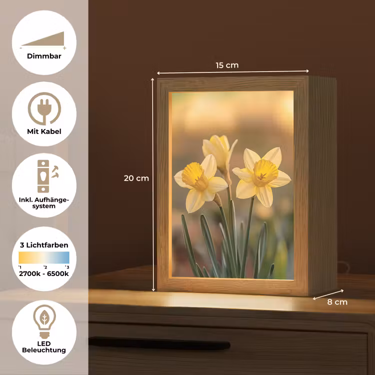 Bloemen - Geel - Wazig Light Box met kabel (Tafellamp) klein -USP_DE