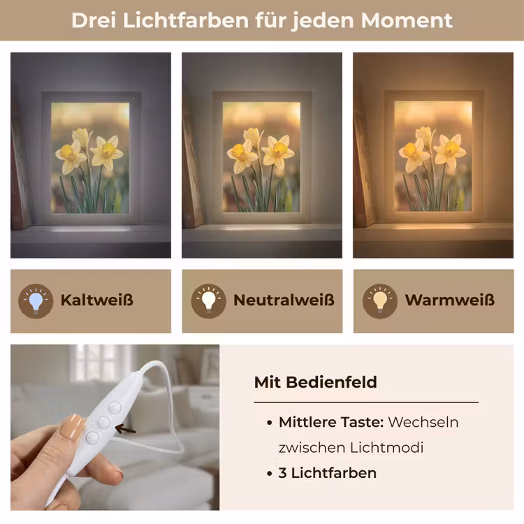 Bloemen - Geel - Wazig Light Box met kabel (Tafellamp) klein -USP_lichtkleurDE