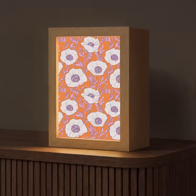 Bloemen - Grafisch - Oranje Light Box met kabel (Tafellamp) klein 925 -z3d_website