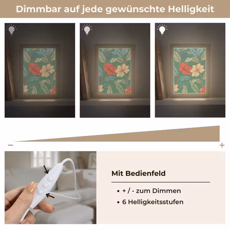 Tischlampe - Blumen – Grün – Illustration - Bloemen - Groen - Illustratie Light Box met kabel (Tafellamp) klein