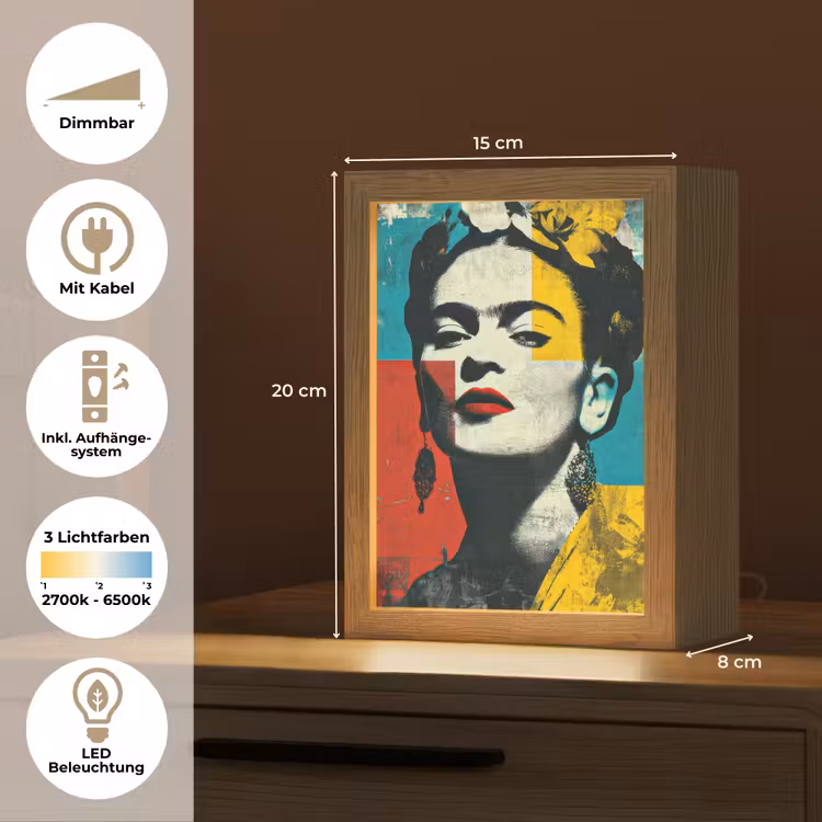 Bloemen - Felle kleuren - Grafisch - Modern Light Box met kabel (Tafellamp) klein -USP_DE