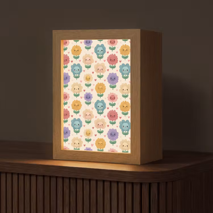 Bloemen - Hartjes - Kleurrijk Light Box met kabel (Tafellamp) klein 925 -z3d_website
