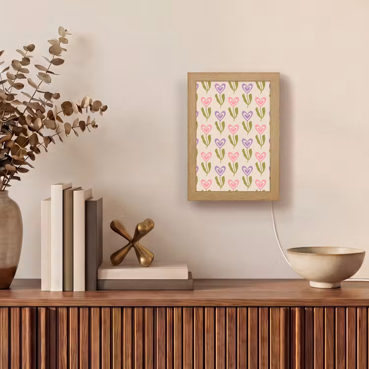 Bloemen - Hartjes - Patroon Light Box met kabel (Tafellamp) klein 925 -sfeer2