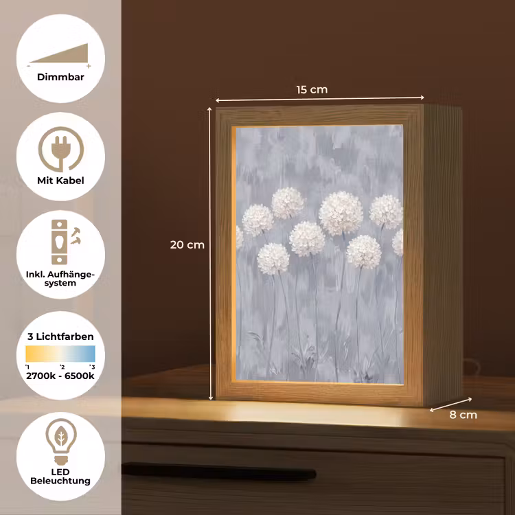 Bloemen - Illustratie - Blauw Light Box met kabel (Tafellamp) klein -USP_DE