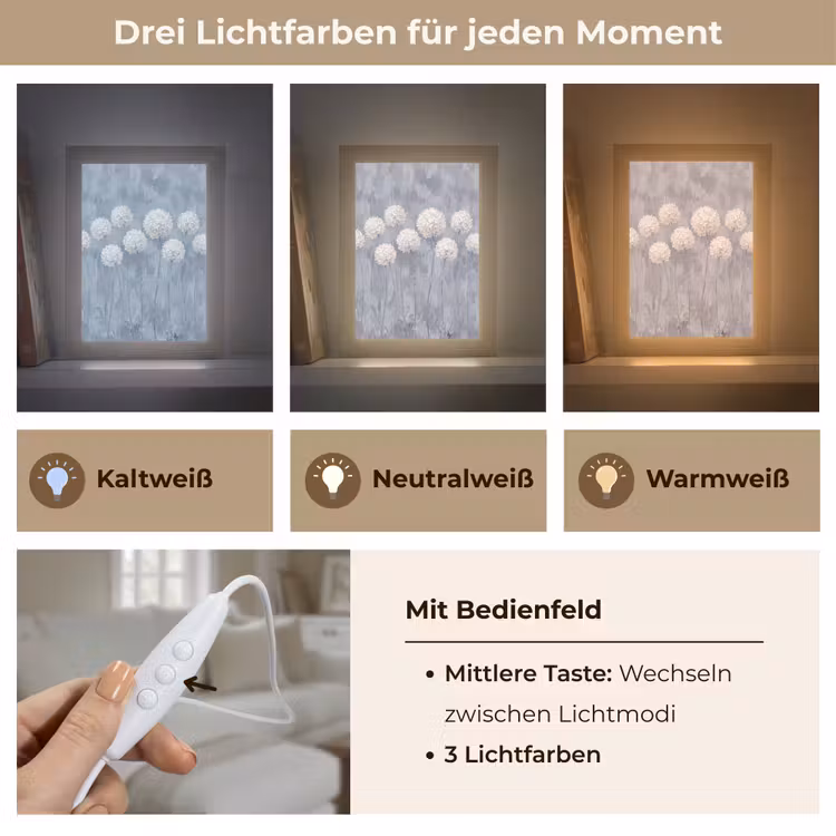 Bloemen - Illustratie - Blauw Light Box met kabel (Tafellamp) klein -USP_lichtkleurDE