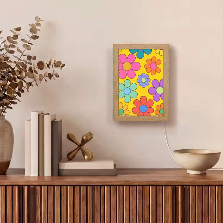 Bloemen - Illustratie - Kleurrijk Light Box met kabel (Tafellamp) klein -sfeer2