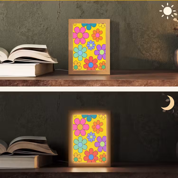 Bloemen - Illustratie - Kleurrijk Light Box met kabel (Tafellamp) klein -sfeer3