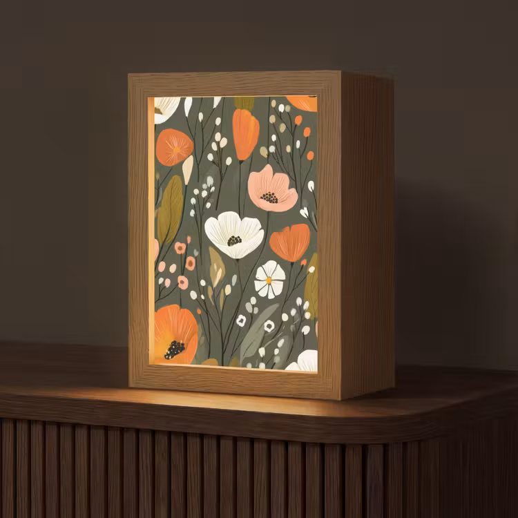 Bloemen - Illustratie - Groen Light Box met kabel (Tafellamp) klein -z3d_website