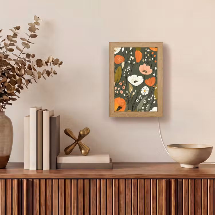 Bloemen - Illustratie - Groen Light Box met kabel (Tafellamp) klein -sfeer2