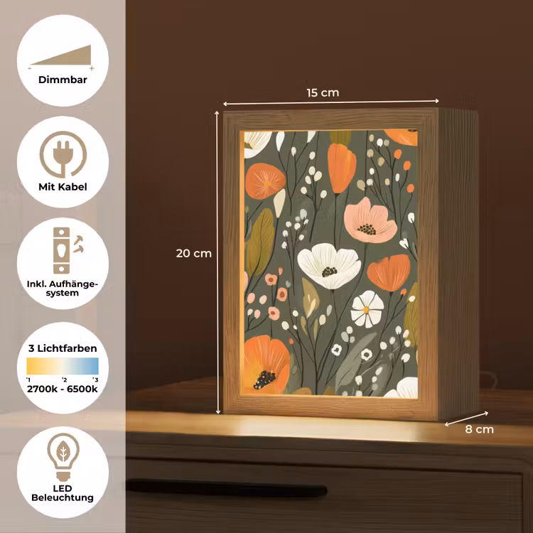 Bloemen - Illustratie - Groen Light Box met kabel (Tafellamp) klein -USP_DE
