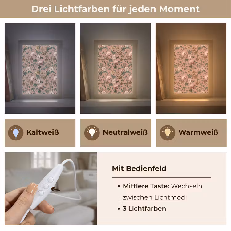 Bloemen - Klassiek - Roze Light Box met kabel (Tafellamp) klein 925 -USP_lichtkleurDE