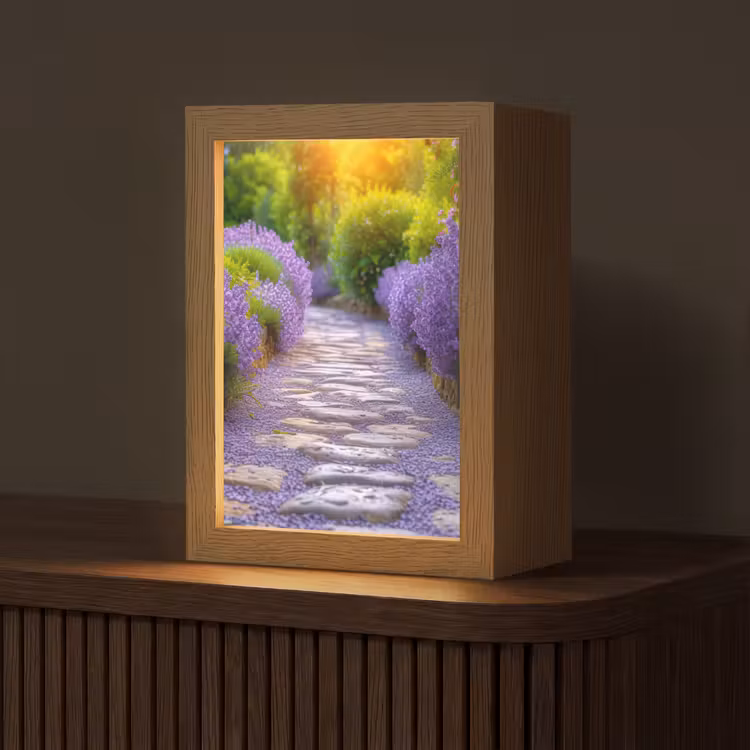 Bloemen - Pad - lavendel - Tuin Light Box met kabel (Tafellamp) klein -z3d_website