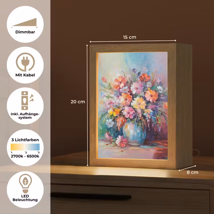 Bloemen - Kunst - Schilderij - Lente - Boeket Light Box met kabel (Tafellamp) klein -USP_DE