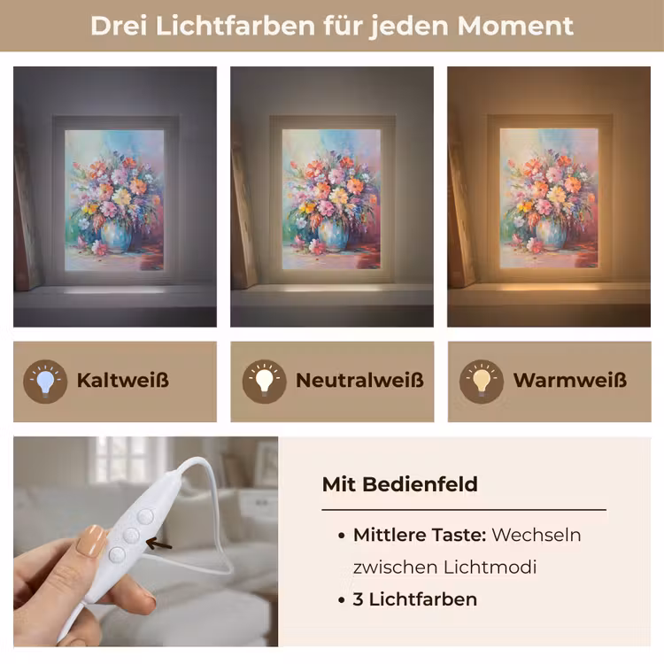 Bloemen - Kunst - Schilderij - Lente - Boeket Light Box met kabel (Tafellamp) klein -USP_lichtkleurDE