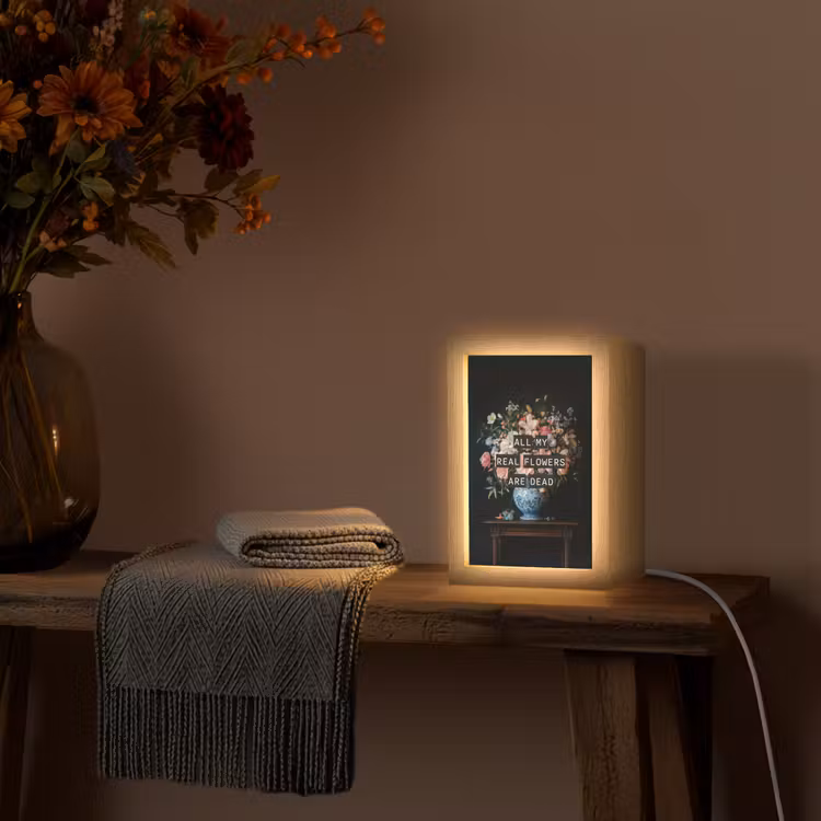 Bloemen - Art - Pastel - Quotes Light Box met kabel (Tafellamp) klein -sfeer4