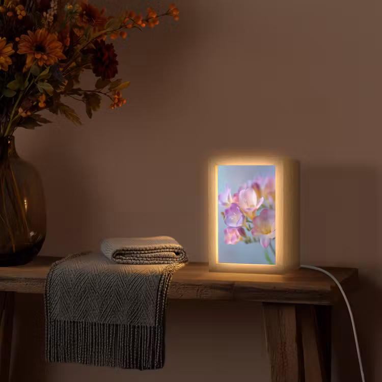 Bloemen - Paars - Overloop - Meeldraden Light Box met kabel (Tafellamp) klein -sfeer4