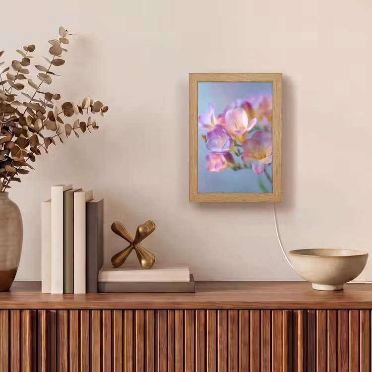 Bloemen - Paars - Overloop - Meeldraden Light Box met kabel (Tafellamp) klein -sfeer2