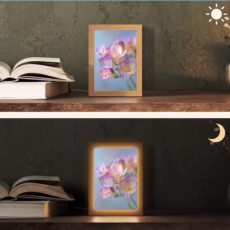 Bloemen - Paars - Overloop - Meeldraden Light Box met kabel (Tafellamp) klein -sfeer3