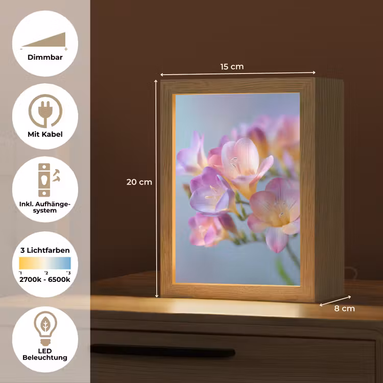 Bloemen - Paars - Overloop - Meeldraden Light Box met kabel (Tafellamp) klein -USP_DE