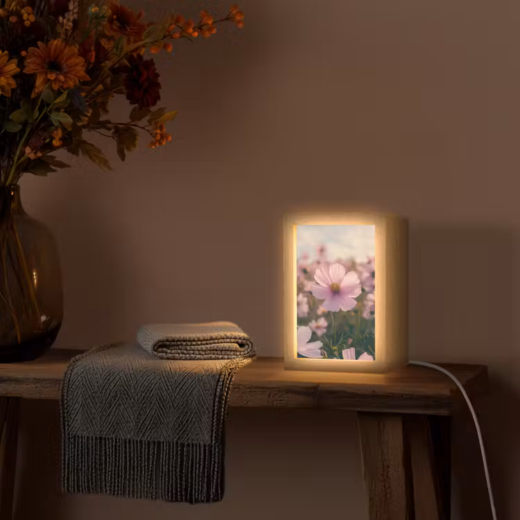 Bloemen - Paars - Wazig Light Box met kabel (Tafellamp) klein -sfeer4
