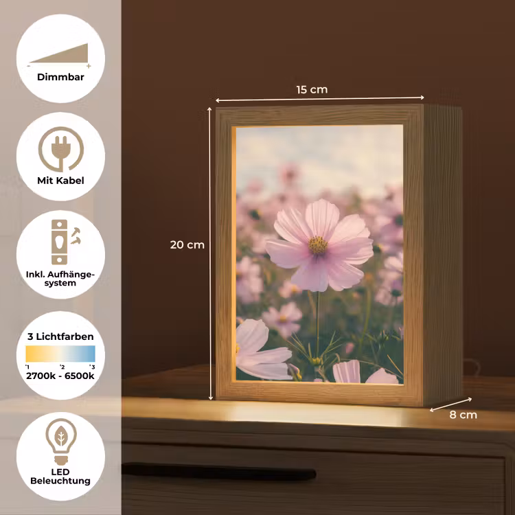 Bloemen - Paars - Wazig Light Box met kabel (Tafellamp) klein -USP_DE