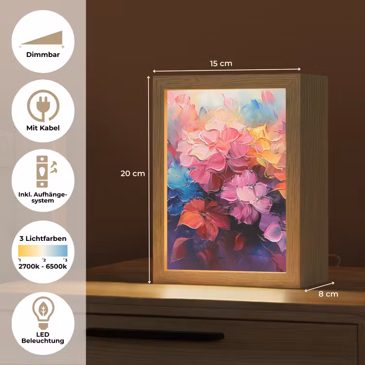 Bloemen - Verf - Abstract - Kleurrijk Light Box met kabel (Tafellamp) klein -USP_DE