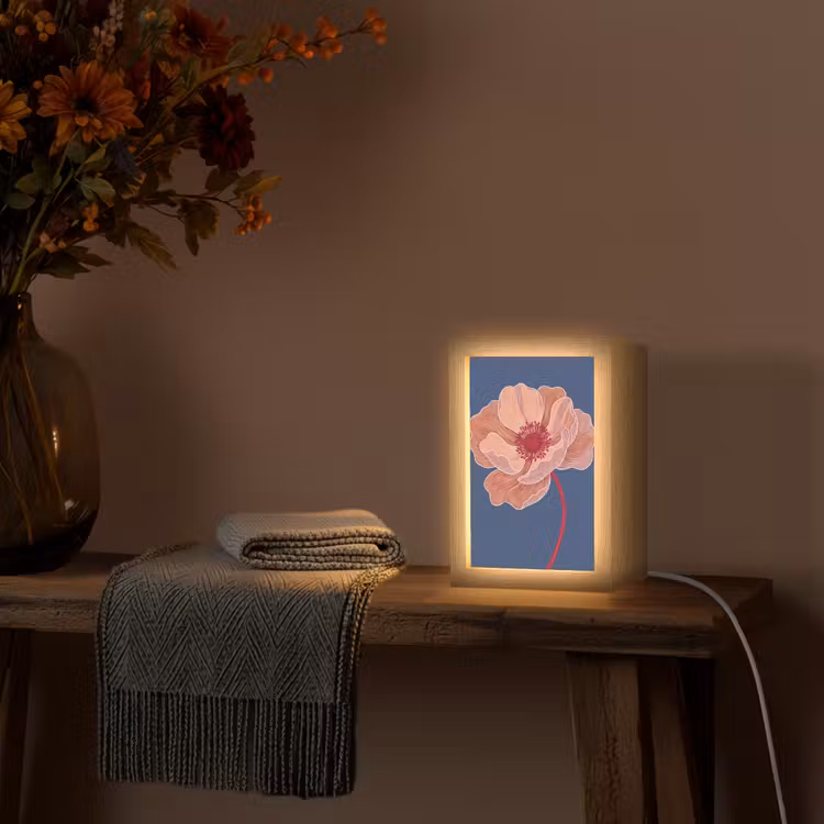 Tischlampe - Blumen – Modern – Abstrakt - Bloemen - Modern - Abstract Light Box met kabel (Tafellamp) klein