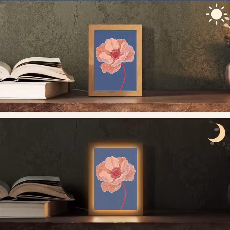 Tischlampe - Blumen – Modern – Abstrakt - Bloemen - Modern - Abstract Light Box met kabel (Tafellamp) klein
