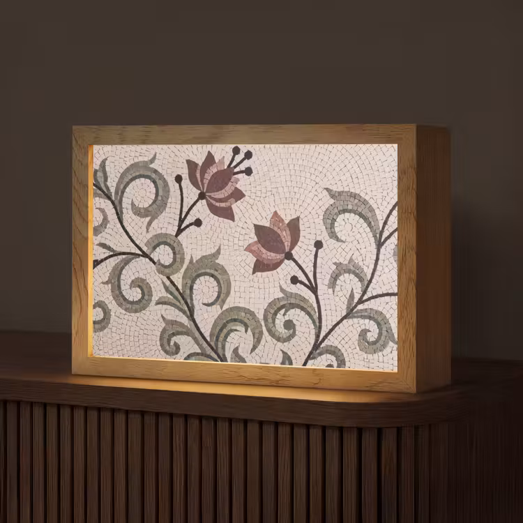 Bloemen - Mozaïek - Patroon - Abstract - Groen Light Box met kabel (Tafellamp) klein -z3d_website