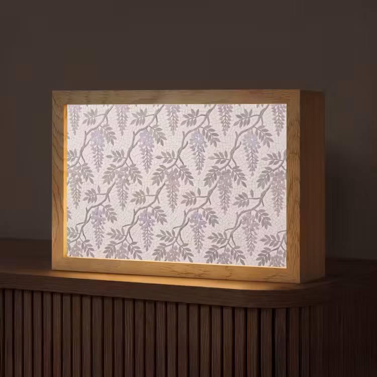 Bloemen - Mozaïek - Natuur - Patroon - Paars Light Box met kabel (Tafellamp) klein -z3d_website