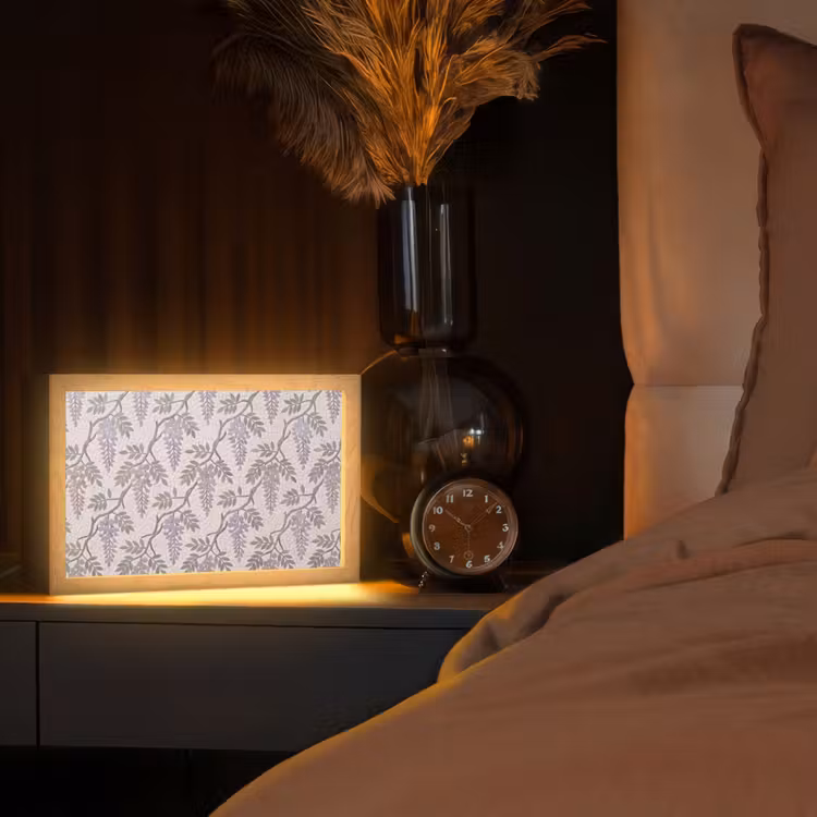 Bloemen - Mozaïek - Natuur - Patroon - Paars Light Box met kabel (Tafellamp) klein -sfeer1