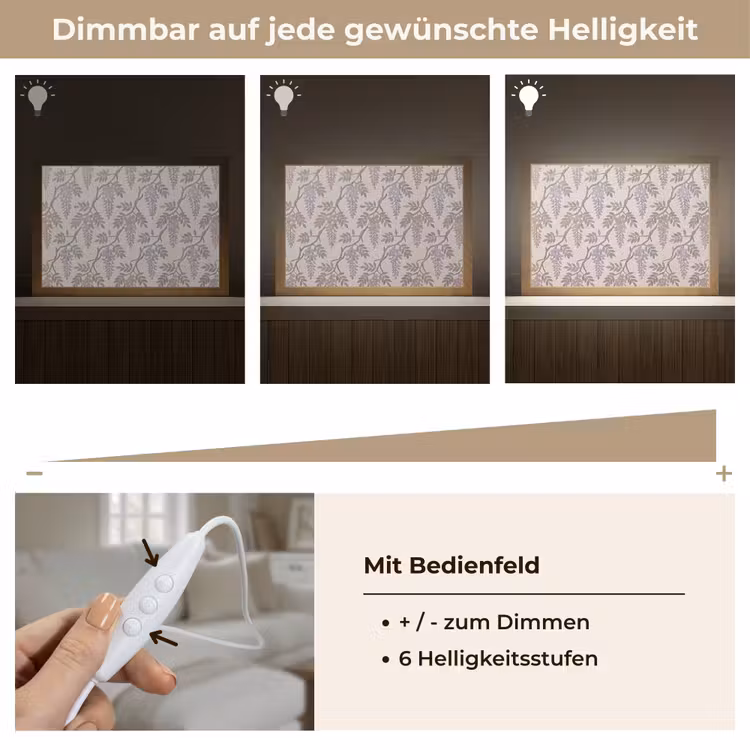 Bloemen - Mozaïek - Natuur - Patroon - Paars Light Box met kabel (Tafellamp) klein -USP_dimbaarDE