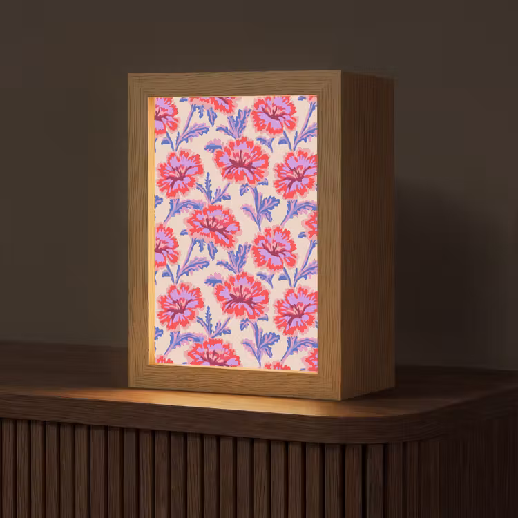 Bloemen - Patroon - Meerkleurig Light Box met kabel (Tafellamp) klein 925 -z3d_website