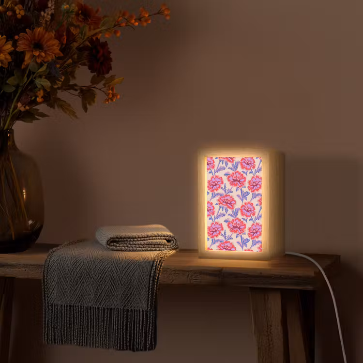 Bloemen - Patroon - Meerkleurig Light Box met kabel (Tafellamp) klein 925 -sfeer4