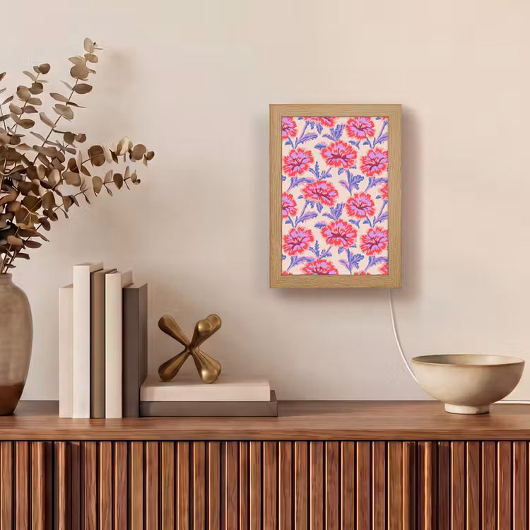 Bloemen - Patroon - Meerkleurig Light Box met kabel (Tafellamp) klein 925 -sfeer2