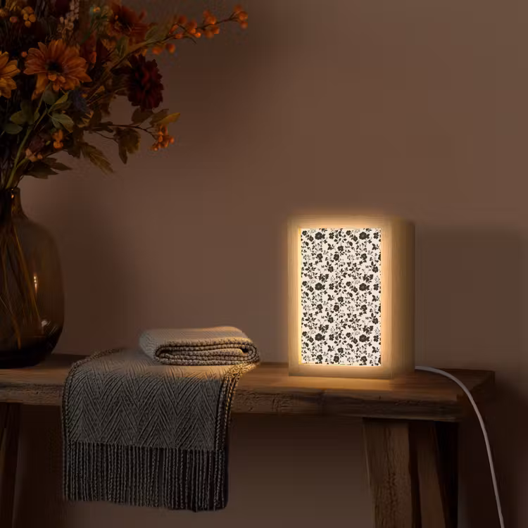 Bloemen - Dessin - Zwart Light Box met kabel (Tafellamp) klein 925 -sfeer4