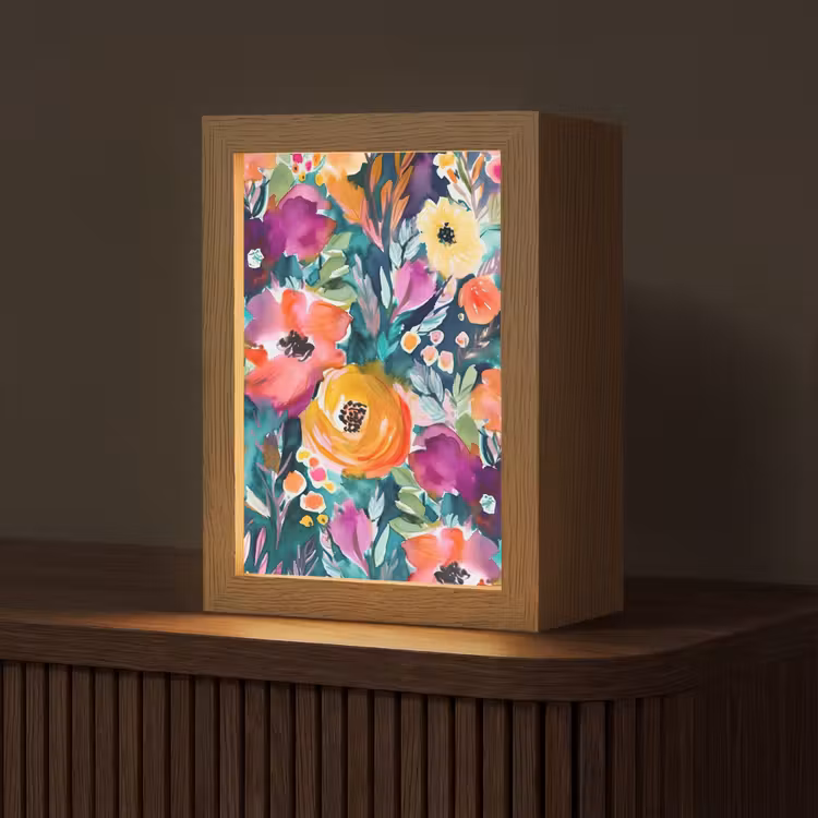 Bloemen - Olieverf - Kunst - Natuur Light Box met kabel (Tafellamp) klein -z3d_website