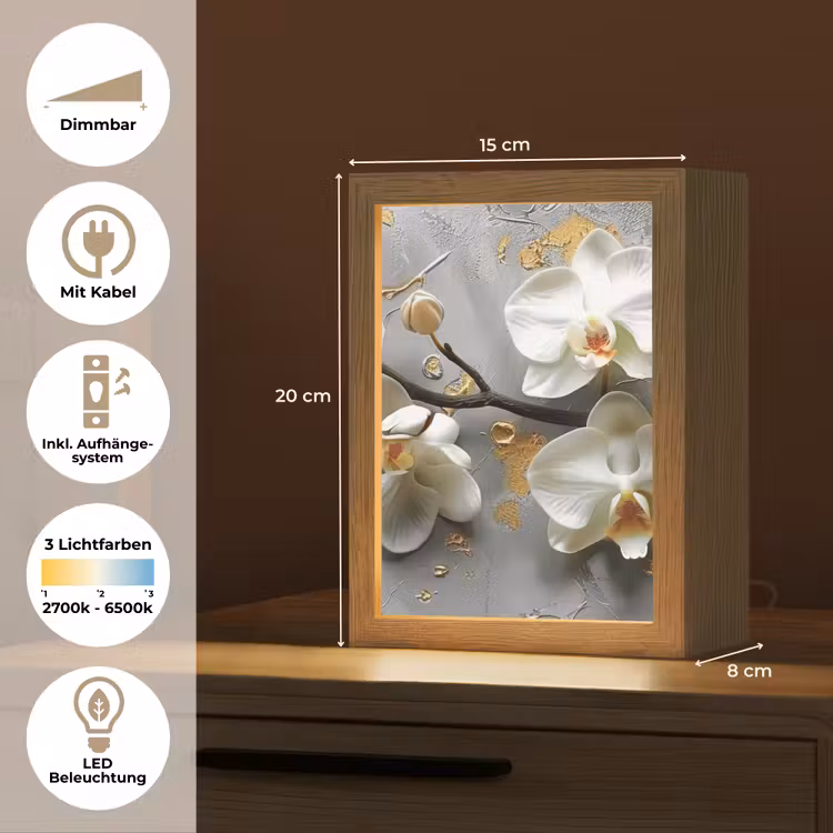 Bloemen - Orchidee - Abstract - Modern Light Box met kabel (Tafellamp) klein -USP_DE