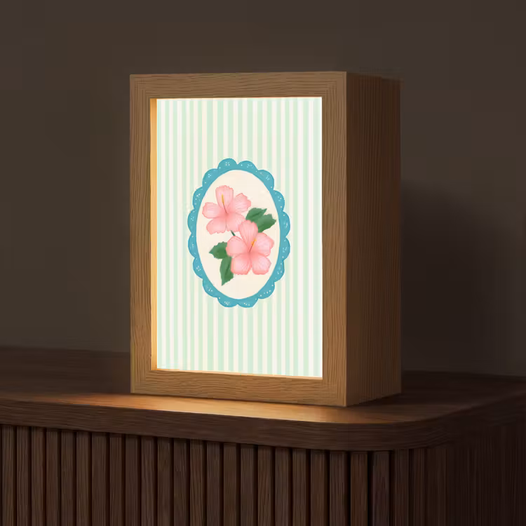 Bloemen - Ovaal - Strepen - Groen Light Box met kabel (Tafellamp) klein -z3d_website