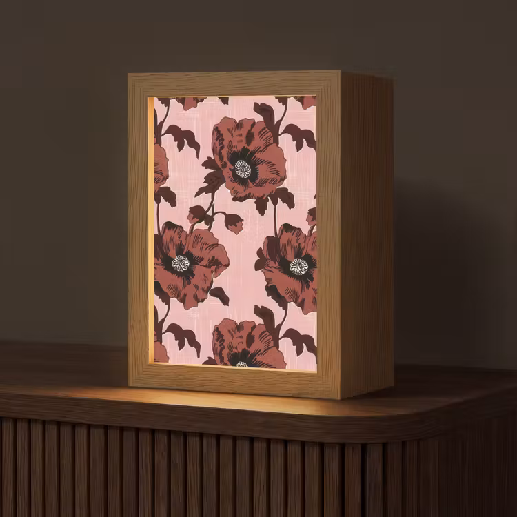 Bloemen - Retro - Rood Light Box met kabel (Tafellamp) klein 925 -z3d_website