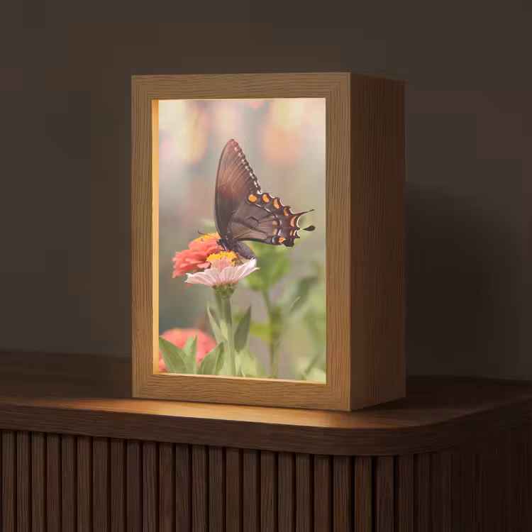 Bloemen - Vlinder - Natuur - Bloem Light Box met kabel (Tafellamp) klein -z3d_website