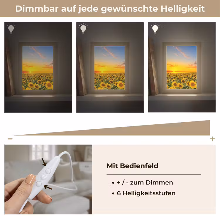 Bloemen - Zonnebloem - Zonsondergang - Nacht - Oranje Light Box met kabel (Tafellamp) klein -USP_dimbaarDE
