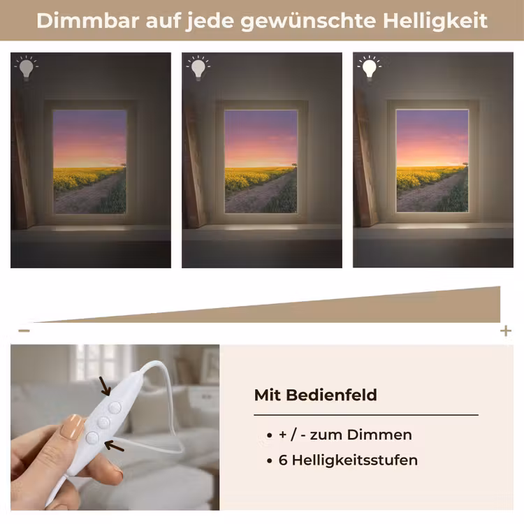 Bloemen - Weg - Lucht - Geel - Paars - Zonsondergang - Natuur Light Box met kabel (Tafellamp) klein -USP_dimbaarDE