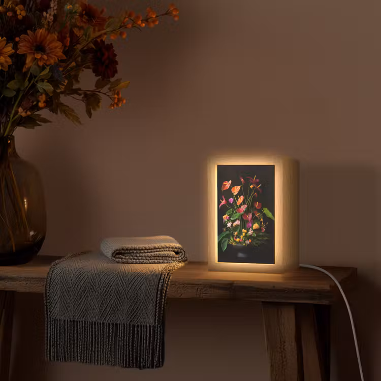 Bloemen - Vaas - Kleurrijk Light Box met kabel (Tafellamp) klein -sfeer4