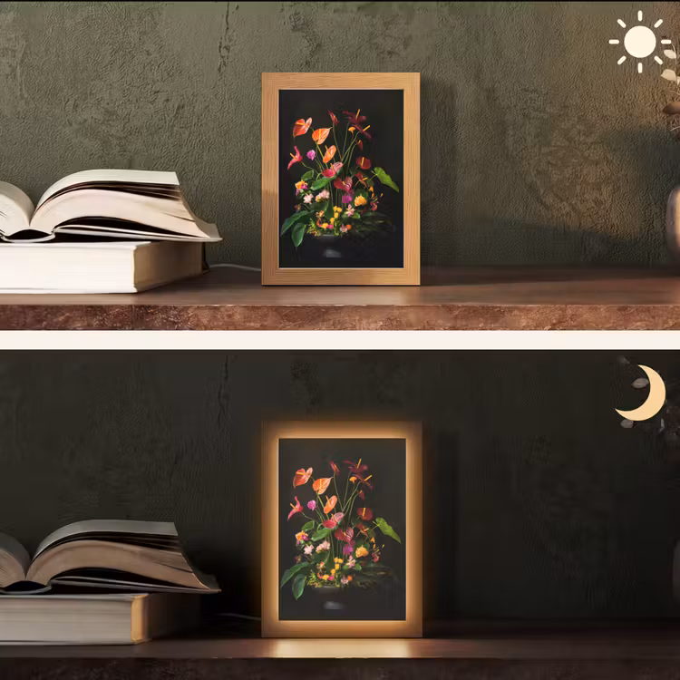 Bloemen - Vaas - Kleurrijk Light Box met kabel (Tafellamp) klein -sfeer3