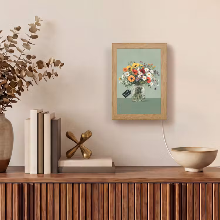 Bloemen - Vaas - Kaartje Light Box met kabel (Tafellamp) klein -sfeer2