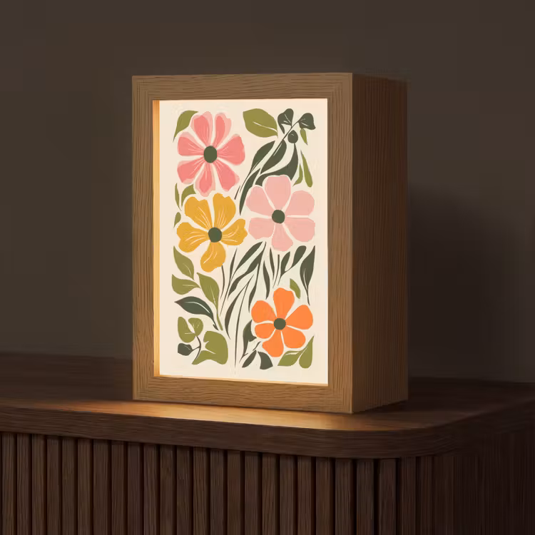 Bloemen - Speels - Kleurrijk Light Box met kabel (Tafellamp) klein -z3d_website
